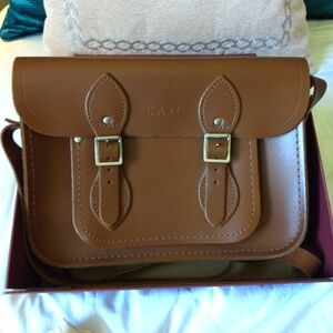 Cambridge Satchel Company Leather Double Buckle Crossbody Bag Made in England